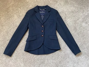 JACK WILLS blue tweed 44% wool hacking jacket show jacket suit jacket size 8 - Picture 1 of 4