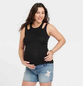 Cut Out Maternity Tank Top Isabel Maternity by Ingrid & Isabel Black S - Picture 1 of 1