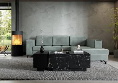 Black Marble Coffee Table Black Marble Effect Lift Top 90 x 60 cm - Image 1 of 4