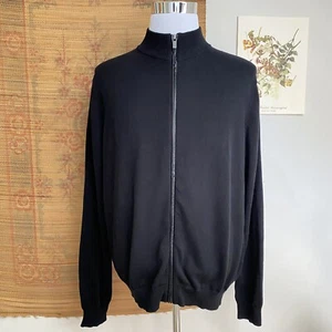 Michael Kors Black Full Zip Mock Turtleneck Sweater Patch Elbows Mens Large - Picture 1 of 12