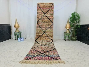 Moroccan Boujaad Handmade Runner 2'7"x11'7" Berber Geometric Multicolor Wool Rug - Picture 1 of 12