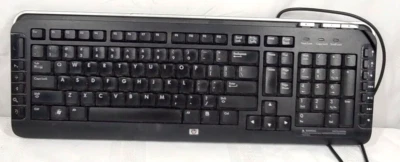 HP Multimedia Wired Keyboard Model KB0911 Black Silver - Image 1 of 4