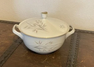 Tazón para servir de colección años 50 PORSGRUND Noruega 59 con tapa y asas superposición dorada trigo ❤️ - Imagen 1 de 8