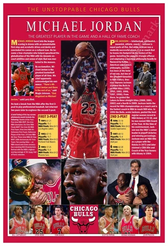 MICHAEL JORDAN AND THE 1990s BULLS 13”x19” COMMEMORATIVE POSTER Cover