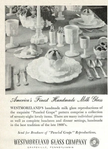 Anuncio impreso Westmoreland vidrio de leche con paneles patrón de uva cóctel de frutas 1956 - Imagen 1 de 1