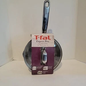 T-Fal Expert Stainless Steel 3qt Covered Saucepan w/straining lid NEW - Picture 1 of 5