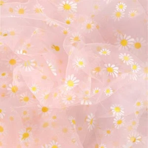 1 Yard Lace Fabric Daisy Floral Print Tulle Mesh Tulle Lace Fabric 63" Width - Picture 1 of 19