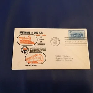 FDC Covers 1952 #1006 1st Beck Cachet Baltimore And Ohio R.R. 3 Cent Stamp USA - Picture 1 of 2