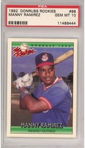 Graded 1992 Donruss Manny Ramirez #98 Rookie RC Baseball Card PSA 10 Gem Mint - Picture 1 of 2