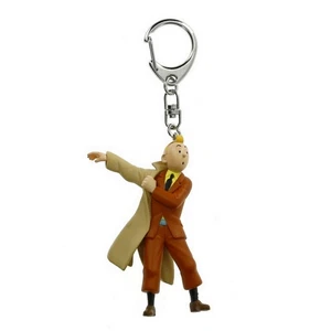 Porte-clés figurine Moulinsart Tintin mettant son trench 5,5cm 42479 (2011) - Picture 1 of 1