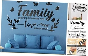 Mirror Family Wall Letter Quotes Decor 3D Acrylic Wall Decal Stickers DIY - Picture 1 of 7