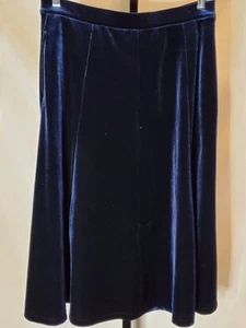 Land's End Long Velour Blue Vintage Skirt-Size 12 - Picture 1 of 2