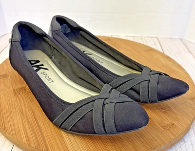 Anne Klein Sport Mujer Puntera Punta Ballet Pisos Sin Cordones Negro Talla 9.5 M Foto 1 de 4