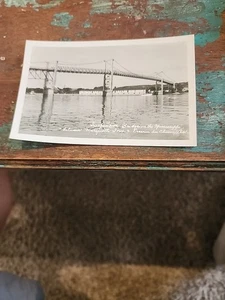 c1950s Mississippi River Suspension Bridge RPPC Prairie Du Chien & Marquette  - Picture 1 of 6