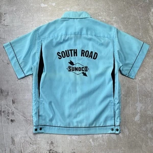True Vintage 1950s Cotton Hilton Bowling Work Shirt Sunoco Gas Station Attendant - Picture 1 of 7