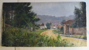 Ecole FRANCAISE XIX TABLEAU HUILE PAYSAGE VILLAGE IMPRESSIONNISME BARBIZON 1900 - Picture 1 of 12