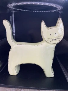 Modern Green Ceramic Standing Kitty Cat Flat Table Top Or Shelf 7.5" Tall - Picture 1 of 9