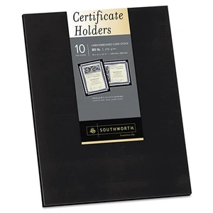 Southworth Certificate Holder Black Linen 105 lbs. 12 x 9-1/2 10/Pack PF18 - Picture 1 of 5