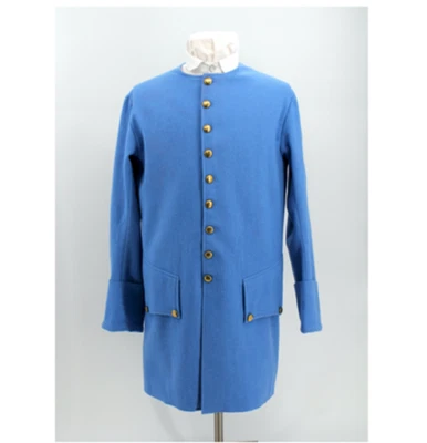 French Blue Wool Sleeved Waistcoat Size 46 / XL - Image 1 of 4