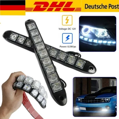 2x Auto LED Tagfahrlicht Blinker Tagfahrleuchten TÜV DRL Scheinwerfer Universal - Bild 1 von 4