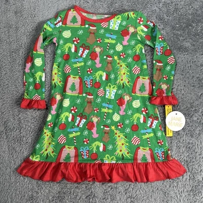 NUEVO CON ETIQUETAS JANE MARIE Vestido Pijama Niños Feliz Lo que sea 2T El Grinch Cindy Lou Who Foto 1 de 4