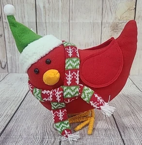 Holiday Christmas Bird Figure Decor Red Green White Unbranded 9.5" - Picture 1 of 7