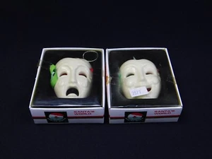 2 Vintage Kurt Adler Santa's World Comedy Tragedy Drama Porcelain Masks IOB - Picture 1 of 8