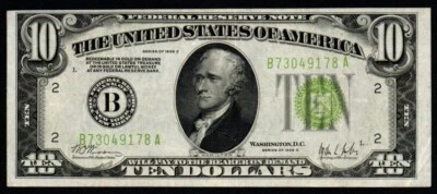 SCARCER C SERIES 1928C $10 GOLD DEMAND CRISP VF+/XF Federal Reserve Note! - Image 1 of 2