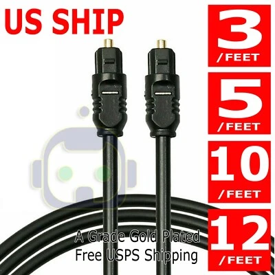Toslink Optical Cable Digital Audio Sound Fiber Optic SPDIF Cord Wire Dolby DTS  - Image 1 of 4