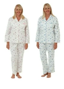 NEW LADIES FLANNELETTE PYJAMAS BRUSHED COTTON NIGHTWEAR - Picture 1 of 3