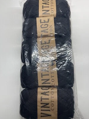 Vintage Cotton DK Yarn for Knitting/Crochet 5 x 100 grams V 03 Black - Image 1 of 3