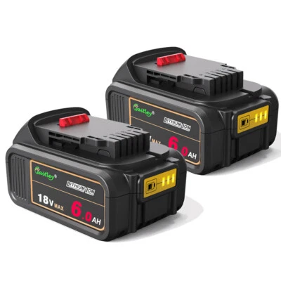 2x Fit For DeWalt Battery 18V 6A Li-ion XR Slide DCB182 DCB184 DCB200 DCF887