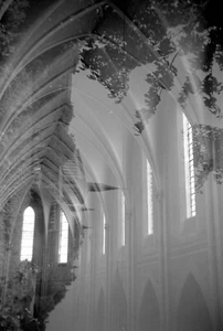 Double exposition vue église nef voute - Ancien négatif photo an. 1950 - Picture 1 of 1
