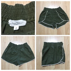 LOVE TREE Los Angeles Size S NWOT Shorts Linen/Viscose Pull-On Dark Okive Green - Picture 1 of 6