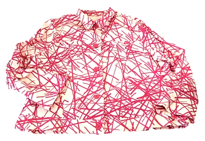 Chaqueta Blazer Ligera Vestido Granero Mujer XL Pintura Salpicaduras Arte Rosa Blanco Años 80 Foto 1 de 4