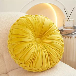 Luxury Velvet Throw Pillow Yellow Wheel-Shaped Cushion Soft Decorative Pillow - Picture 1 of 8