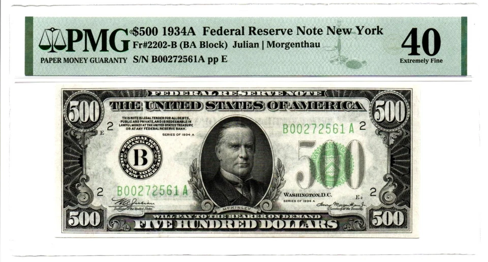 Fr. 2202-B 1934A Federal Reserve Note. PMG Extremely Fine 40 - Image 1 of 2