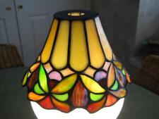 Vintage Stained Glass Bell Shaped Lamp Shade ~  Tall 4" High X 6.5" Dia.
