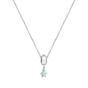 COLLANA DONNA MORELLATO PENDENTE BAMBOLO ACCIAIO, BIMBO CRISTALLO AZZURRO, 45cm - Foto 1 di 3