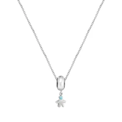 COLLANA DONNA MORELLATO PENDENTE BAMBOLO ACCIAIO, BIMBO CRISTALLO AZZURRO, 45cm - Immagine 1 di 3