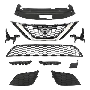 10PC For Sentra 2016-2019 Front Bumper Upper Chrome Grille Brackets Lower Mesh - Picture 1 of 4