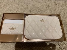 NWT Kate Spade Boxed Quilted White Leather Card Case & Crossbody Purse Set Boxed