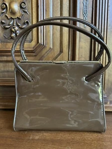 Vintage Brown Vinyl Handbag, Top snap - Picture 1 of 5