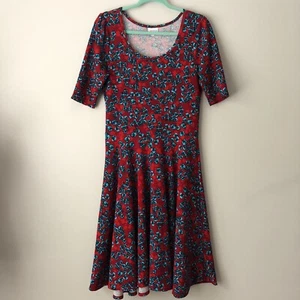 Lularoe Women’s Red/Blue Nicole Dress Size L - Picture 1 of 7