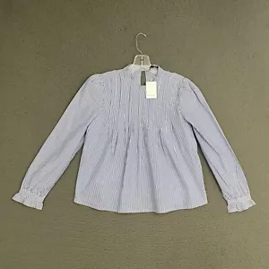 Banana Republic Top Womens XS Blue White Striped Long Sleeve Cotton Casual Mom - Picture 1 of 9