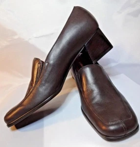 Naturalizer Womens 7N Brown Shoes Pumps Loafers Chunky Heel Square Toe Narrow - Picture 1 of 8