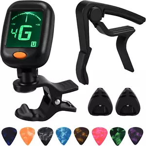 Guitar Capo and Tuner Set with Picks and Holder for Beginners and Players - Picture 1 of 12