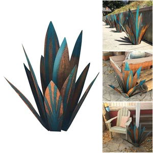 Metal Blue Tequila Sculpture Decor Agave Plant Garden Decoration Statue - Picture 1 of 8
