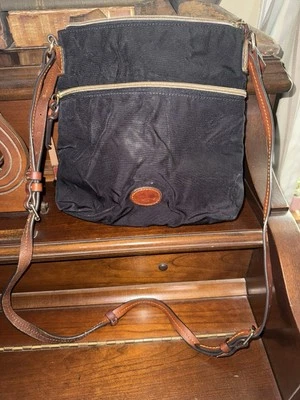 Authentic Dooney and Bourke Black Saddle Tan Messenger Bag Crossbody - Image 1 of 4