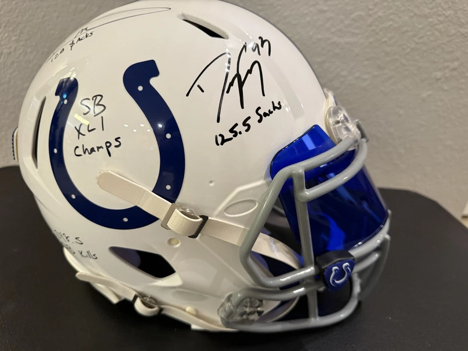 Casco Auténtico Robert Mathis Autógrafo Inscrito Colts Indianapolis NFL Foto 1 de 4